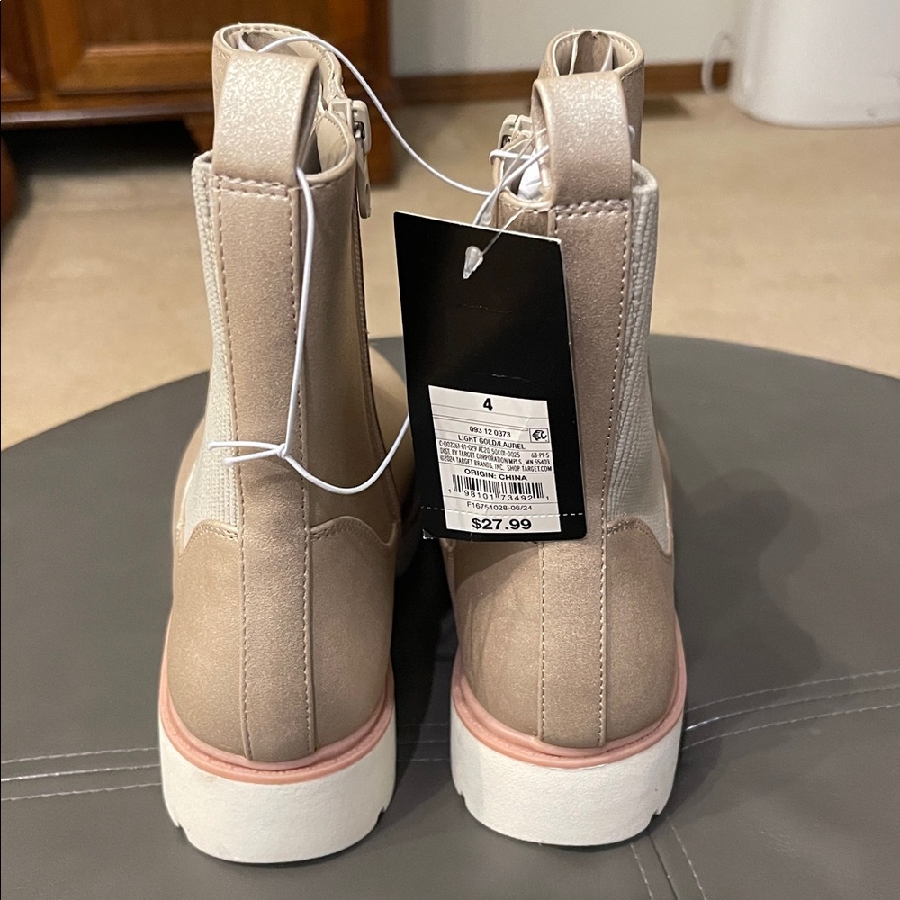 Shimmering Cream Gold Ankle Boots - Picture 4 of 7